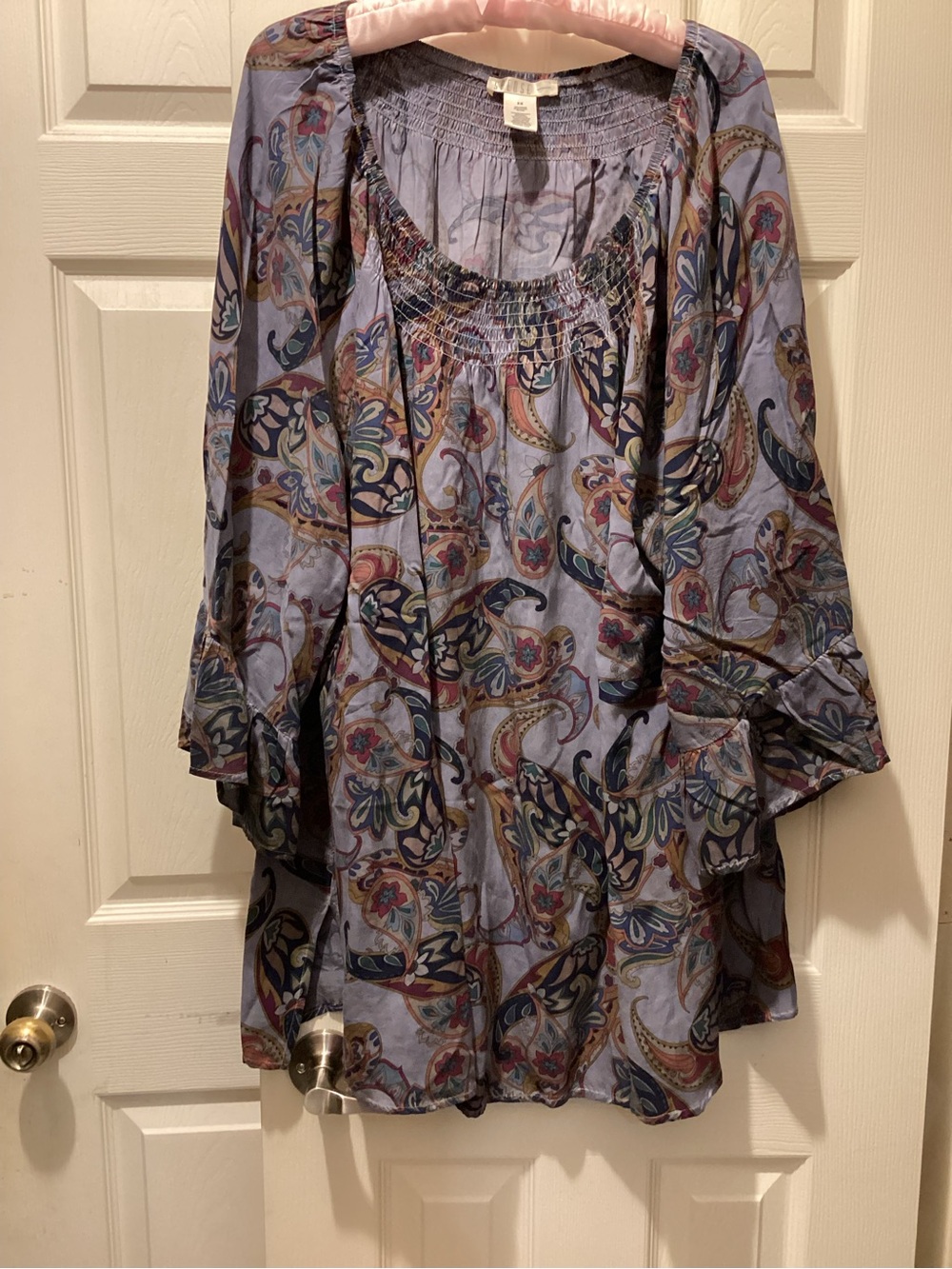 Spense Lavender Paisley Smocked Neck Tunic